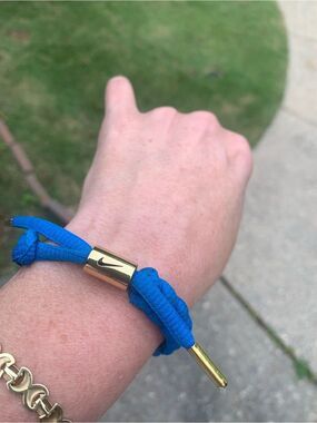 Nike 104.8 Unisex Bright Blue Braided Rope Bracelet with Gold Swoosh